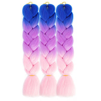 2 x Brand New PORSMEER 24 Inch Kanekalon Ombre Jumbo Braiding Hair Extensions,3 Packs Braiding Hair Extensions for African Braids,Synthetic Braiding Hair,Blue Purple Pink - RRP €37.36