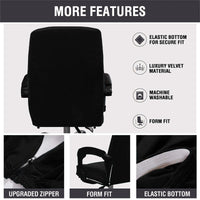 1 x RAW Customer Returns Velvet plush office chair cover with armrest, solid color, stretch cover for office chair, elastic chair covers, spandex office computer chair covers, removable for office chair, chair covers, cover, black, XL - RRP €24.95