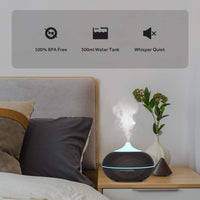 1 x RAW Customer Returns WD CD Aroma Diffuser Humidifier 300ml Dark Brown, Ultrasonic Nebulizer Fragrance Lamp Oil Diffuser with 7 Colors LED Waterless Automatic Shutoff for Bedroom, Office, Yoga, Spa - RRP €23.98