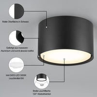 1 x RAW Customer Returns BOYIR LED surface-mounted spotlight ceiling spotlight flat LED GX53 6W 230V ceiling light black neutral white 4000K surface-mounted spot round surface-mounted light ceiling lamp made of aluminum ceiling spots 84x50mm - RRP €18.99