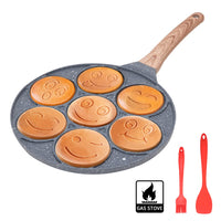 1 x RAW Customer Returns Bobikuke Smiley Pancake Pan, Non-Stick Pancake Maker 7 Holes Fried Egg Pan for Children, 26cm Black  - RRP €24.98