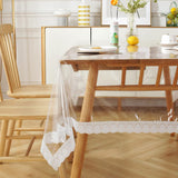 10 x Brand New Gohytal Tablecloth Transparent 150 x 190 cm, PVC Waterproof Lace Edge Household Protective Film for Tables Film Greaseproof Rectangular Table Film for Garden, Dining Room, Kitchen - RRP €204.0