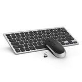 1 x RAW Customer Returns Wireless keyboard mouse set, 2.4G small ultra-thin wireless keyboard and mouse with USB receiver for PC, laptop, desktop, compact keyboard with QWERTY layout, white and silver - RRP €26.21