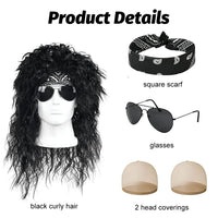 1 x Brand New Umllpet Men s mullet wig, 80s rocker costume men s rocker costume punk costume punk gothic rocker kit punk rock star costume disco for carnival Cologne carnival 2024 masquerade cosplay - RRP €19.2