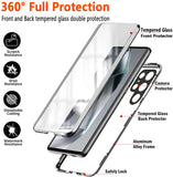 1 x RAW Customer Returns Case for Samsung Galaxy S24 Ultra, magnetic adsorption mobile phone case, 360 degree protection case with double sides tempered glass, strong magnet metal flip cover for Galaxy S 24 Ultra, Titanium Violet - RRP €22.15