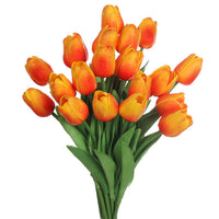 2 x Brand New huaao 24pcs Artificial Tulips Real Touch Latex Fake Tulips Flowers Bouquets Floral Arrangement for Home Room Wedding Bouquet Party Centerpiece Decor Orange - RRP €47.44