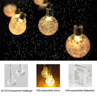 1 x RAW Customer Returns Eruibos Van Outdoor String Lights, 10m 80 LED Fairy Lights Outdoor Battery Powered with 8 Modes, Waterproof IP65 Crystal Globe String Light for Garden Home Balcony Christmas Wedding Parties - RRP €15.99