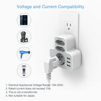 1 x RAW Customer Returns TESSAN USA adapter socket, adapter USA Germany plug with 3 USB, travel adapter USA, socket adapter USA, power adapter Euro to USA Thailand Mexico Canada, travel plug type B - RRP €12.55