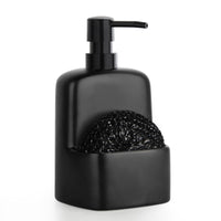 1 x RAW Customer Returns Autumnlife Soap Dispenser Black, Ceramic Dishwashing Liquid Dispenser for Kitchen, Large Liquid Hand Soap Dispenser with Sponge Holder, Refillable Matt Soap Dispenser for Bathroom, Kitchen, 600ml - RRP €19.15