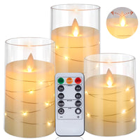 1 x RAW Customer Returns IMAGE Battery Operated Flameless Flickering Candles Acrylic Shell LED Candles with 11 Key Remote Control Timer for Wedding Christmas Home Decor Set of 3 D3 in X H4 5 15.2 - RRP €22.99