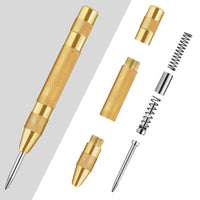 2 x Brand New 2pcs Automatic Center Punch and 2pcs Replacement Punch, 5 Steel Metal Punch Tool, Adjustable Positioning Punch, Hand Tool for Metal, Wood etc Gold  - RRP €14.08