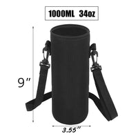 5 x Brand New 1L Neoprene Water Bottle Sleeve, Bottle Holder Bag with Detachable Shoulder Strap for Outdoor Hiking Travel, Fitness, Work, School Outdoor Sports Water Bottle Thermal Holder Bag Black Blue  - RRP €180.0