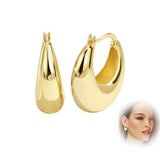 1 x RAW Customer Returns FAMIDIQGO 1 Pair 18K Earrings, Oval Trendy, Lightweight, Hypoallergenic, C Shaped, Open Hoop Earrings, Gold Coating for Women and Girls, for You to Part at Parties, Decorate - RRP €7.92