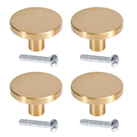 1 x RAW Customer Returns XNJIHWA Pack of 4 Round Cabinet Knobs Vintage Brass Handles Furniture Knobs Gold Dresser Knobs with 4 Screws for Cupboards, Wardrobes, Dressers, Drawers, 32 mm x 25 mm - RRP €24.0