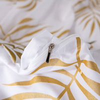 1 x RAW Customer Returns Michorinee Duvet Cover 140 x 200 cm Tropical Palm Leaves Gold and White Botanical Print Zipper Closure - Single Adult Bedding with Pillowcase 65 x 65 cm - RRP €20.4