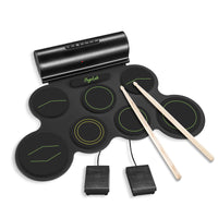 1 x RAW Customer Returns POGOLAB Roll Up E-Drum Set, 7 Digital Drum Pad Electronic Drum Kit, Bluetooth Function, with Two Stereo Speakers Drumsticks Headphone Slot, 10 Hours Playtime, for Beginners - RRP €59.33