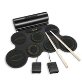 1 x RAW Customer Returns POGOLAB Roll Up E-Drum Set, 7 Digital Drum Pad Electronic Drum Kit, Bluetooth Function, with Two Stereo Speakers Drumsticks Headphone Slot, 10 Hours Playtime, for Beginners - RRP €56.99