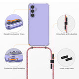 1 x RAW Customer Returns Anshow mobile phone chain for Samsung Galaxy A15 case with strap 1 protective film, robust necklace, extremely shockproof mobile phone case Samsung A15 case, transparent protective case with removable neck strap, - RRP €21.6