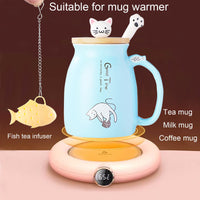 1 x RAW Customer Returns Cat Mug, Cute Ceramic Coffee Mug with Lovely Kitten Lid, Cat Paw Spoon, Kawaii Coaster, Funny Morning Mug, Tea Milk Christmas Mug, 13oz - RRP €18.68