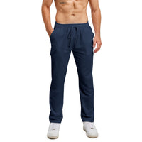 1 x RAW Customer Returns Lanckeli Men s Linen Pants Summer Drawstring Beach Yoga Pants, Loose and Lightweight Casual Long Trousers. - RRP €27.78