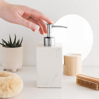 1 x RAW Customer Returns Superior Interior Soap Dispenser White 500 ml in Marble Look for Bathroom Kitchen Refillable Dishwasher Dispenser, Soap Dispenser, Pump Dispenser, Foam Dispenser, Shampoo Bottles for Filling White  - RRP €17.51