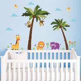 3 x Brand New Runtoo Jungle Animals Wall Decals Palm Tree Monkey Giraffe Wall Stickers for Kids Bedroom Wall Decor - RRP €61.2