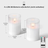 1 x RAW Customer Returns Rhytsing 2 White Large LED Candles in Glass with Timer Function, Transparent Ribbed Glass Flameless Candles with Remote Control for Church and Home Decorations, H 15cm - RRP €24.99