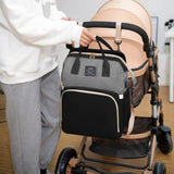 1 x RAW Customer Returns LEcylankEr Diaper Backpack with Cot - Large Multifunctional Maternity Changing Backpack with Changing Mat and Insulated Bag, Mosquito Net and USB Charging Port Black and Grey  - RRP €48.99