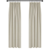 1 x RAW Customer Returns Deconovo curtains, blackout curtain, ruffle tape, bedroom thermal curtain, 229 x 229 cm height x width , light beige, set of 2 - RRP €57.2