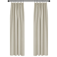 1 x RAW Customer Returns Deconovo Opaque Curtains Ruffle Tape Scarf Blackout Curtain Thermal Curtain Cold Protection, 229 x 132 cm Height x Width , Light Beige, Set of 2 - RRP €47.99