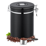 1 x RAW Customer Returns BEZORR coffee can made of stainless steel 2.8L, coffee cans, coffee container made of stainless steel with CO valve, coffee can storage container with date display for coffee powder, tea, nuts, cocoa storage, black - RRP €27.22