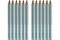 1 x RAW Customer Returns Faber-Castell - Jumbo GRIP pencils, silver, 12 pieces 1 pack  - RRP €17.98