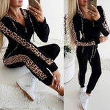 1 x RAW Customer Returns amropi Women s Tracksuit Set Leopard Long Sleeves Hoodie and Jogging Pants Black, 4XL  - RRP €34.95