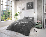 1 x RAW Customer Returns Sleep Time 100 Cotton Bed Linen, Grey, World Map, 200 x 220 cm, with 2 Pillowcases 60 x 70 cm - RRP €29.95