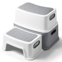 1 x RAW Customer Returns DEANIC Children s Step Stool, Children s Stool Bathroom 2 Steps, Toilet Stool from 1 Year, Anti-Tilt and Anti-Slip Bathroom Stool Bathroom Baby Toilets Grey  - RRP €25.0