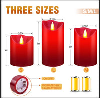 6 x Brand New OSHINE LED Candles Flameless Candles 300 hours decorative candle pillars in a set of 3, 10-button remote control with 24-hour timer function 3 1, red  - RRP €98.28