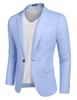 1 x RAW Customer Returns COOFANDY Men s Jacket Sporty Leisure Blazer Regular Fit Suit Casual, Azure Blue, Size L Azure Blue L - RRP €68.99