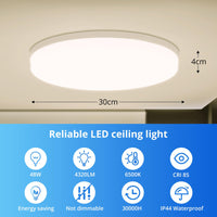 1 x RAW Customer Returns Combuh LED ceiling light 48W 4320Lm Easy to Install Ceiling Lamp for Bedrooms Modern Style Living Rooms Kitchen Natural White 4000K Round 30CM - RRP €30.99