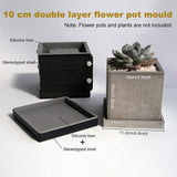 1 x RAW Customer Returns DASNTERED 4 Square Silicone Flower Pot Mold for Office or Home Size Square  - RRP €26.21