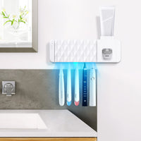 1 x RAW Customer Returns Electric Toothbrush Holder - OVAS HOO Toothbrush Sterilizer with 5 Toothbrush Slots, Toothpaste Dispenser Toothbrush Holder for Home Bathroom White  - RRP €25.78