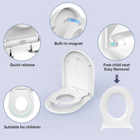 1 x RAW Customer Returns WC seat family, MUJIUSHI family toilet lid with removable child seat, automatic lowering, adjustable hinge, quick-release function D U-shape PP children and adults toilet seat - RRP €39.34