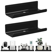 1 x RAW Customer Returns LOFTPLUS Black Wall Shelf No Drilling Set of 2 - Acrylic Wall Shelf with Round Cable Hole, Floating Shelf with Cable Clips for Kitchen, Bathroom, Bedroom, Living Room, Office, Playroom 30x10x8cm  - RRP €22.18