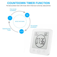 1 x RAW Customer Returns Daily Waterproof Shower Clock, Bathroom Shower Timer Alarm Clock with Large LCD Display Humidity Temperature Display Timer Control Countdown Timer Clock for Home Kitchen Bathroom White  - RRP €20.82