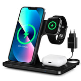 1 x RAW Customer Returns Wireless Charger, 18W 3 in 1 Inductive Charging Station for iWatch SE 7 6 5 4 3 2, AirPods Pro 2, QI Charging Station Compatible with i Phone 15 14 13 Pro Max 11 XS Max XR XS X 8 8 Plus Samsung Galaxy - RRP €18.14