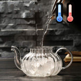 1 x RAW Customer Returns SHERCHPRY Teapot Warmer Glass Flower Teapot Small Clear Glass Teapot Pumpkin Glass Teapot Borosilicate Clear for Camping Travel Tea Kettle with Tea Strainer - RRP €18.89