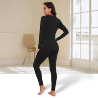 1 x RAW Customer Returns SIHOHAN Women s Thermal Underwear Set, Warm Underwear, Lined Long Johns for Women, Winter Thermal Base Layer for Everyday Life, Skiing, Hiking, Jogging, Black, M - RRP €24.99