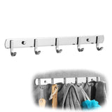 1 x RAW Customer Returns ERBO Stainless Steel Hook Rack, Coat Rack with 6 Hooks, Wall Coat Hook for Kitchen, Wall Coat Rack, Bedroom, Bathroom Silver, 31cm  - RRP €8.05