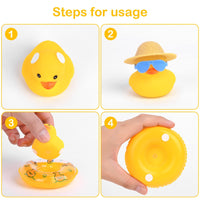 21 x Brand New AUAUY Yellow Rubber Duck, Duck Car Dashboard Decorations, 5 Pieces Rubber Duck with Mini Chair Car Ornaments with Sun Hats Sunglasses Golden Chains and Swimming Rings for Car, Room Decoration - RRP €226.8