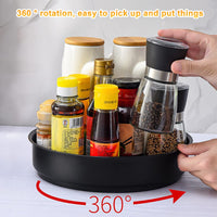 1 x RAW Customer Returns Pack of 2 rotating spice racks, 360 rotating plate organizer metal 19.5 25 cm , Lazy Susan rotating plate, spice rack rotating plate for cabinet table, kitchen, dining room, coffee table and kitchen cabinet black  - RRP €22.88