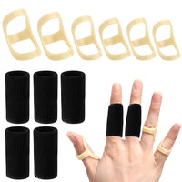 1 x RAW Customer Returns SAREAL 11 Pieces Oval Finger Splints Sleeves Kit, 6 Pieces Graduated Oval Trigger Finger Splints and 5 Pieces Finger Sleeves for Trigger, Mallet, Arthritis and Straightening - Size 5, 6, 7, 8, 9, 10 - RRP €8.96